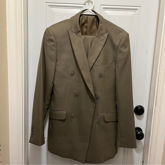 Alain Dupetit Dusky Green Double Breasted Suit - Picture 1 of 8